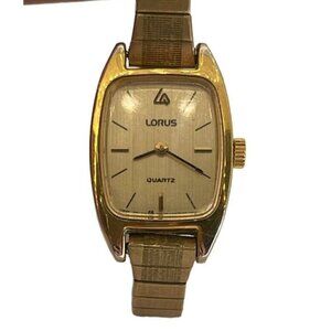 Vintage Lorus Quartz Women's Watch V235-5060 RO Gold Tone Stretch Band USA Made